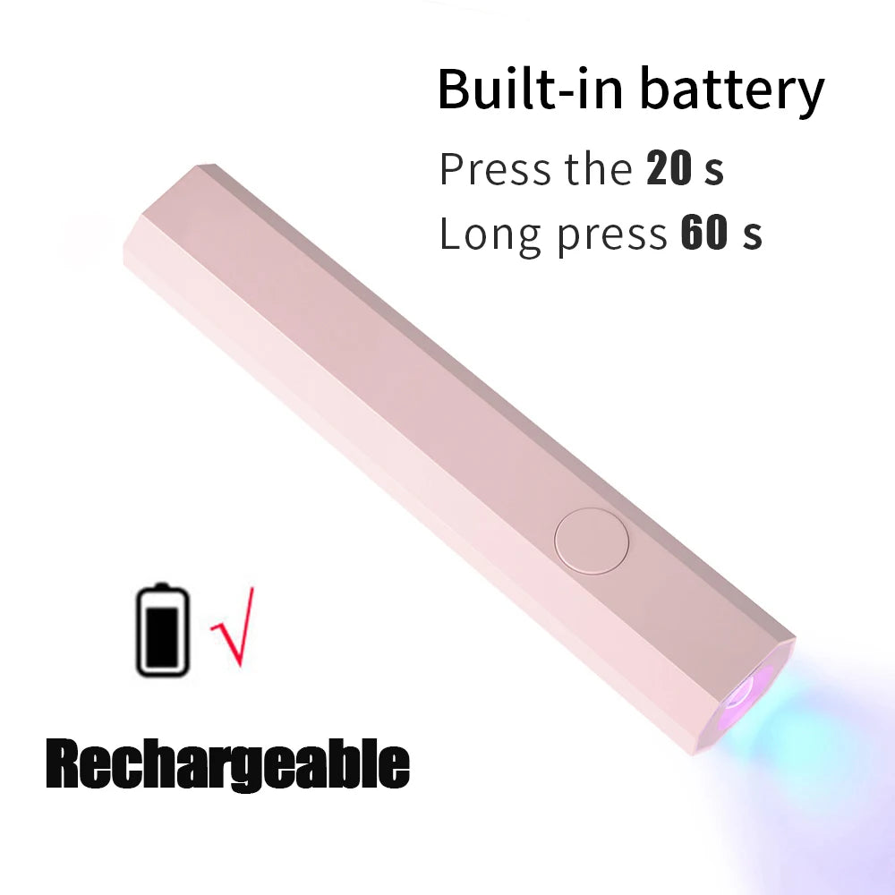 YIKOOLIN Portable Rechargeable UV LED Nail Dryer Mini Gel Polish Curing Lamp 2 Timing Modes USB Charging Manicure Tool Home Use