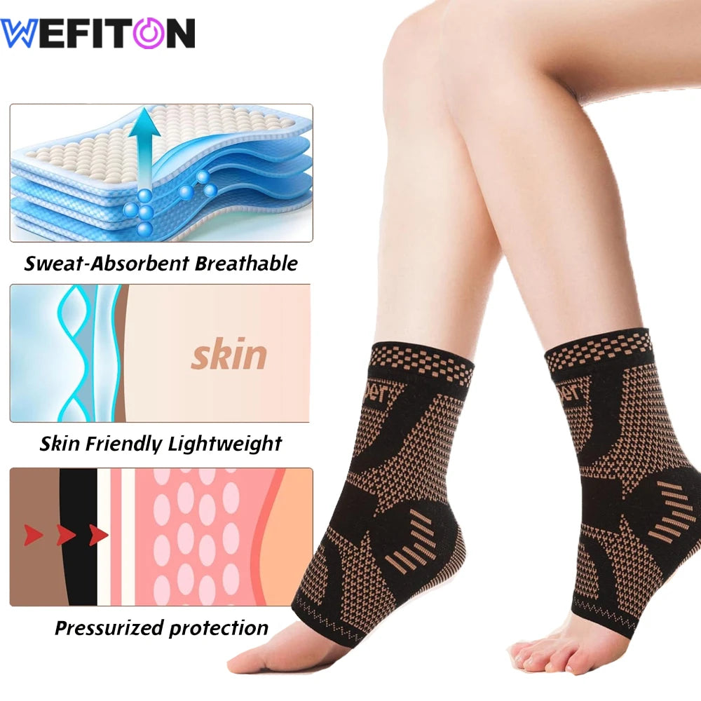 1PCS/2PCS Copper Ankle Brace Compression Sleeve for Women Men,Foot Arch Support Sock for Pain Relief,Plantar Fasciitis,Sports