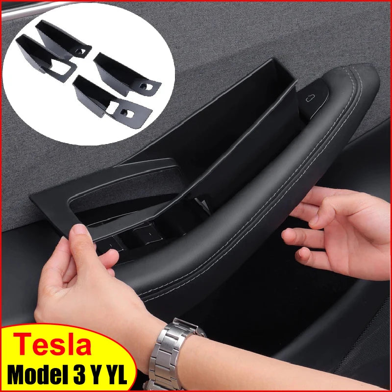 For Tesla Model 3 Y YL Juniper Highland 2020-2026 Door Handle Storage Box Inner Handle All-inclusive Organizer Container Tray