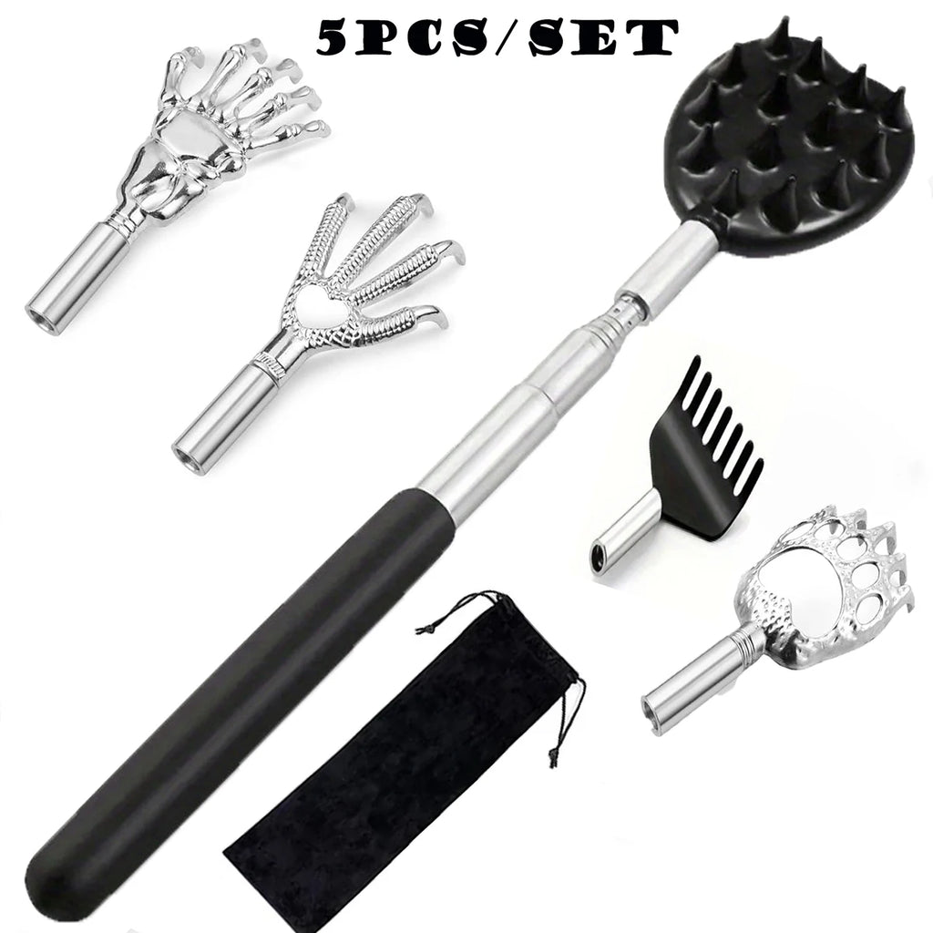 Extendable Cactus Back Scratcher with 1/4-inch & 1/2-inch Spikes, Retractable One-Hand Itch Stick for Men & Women, Durable PVC