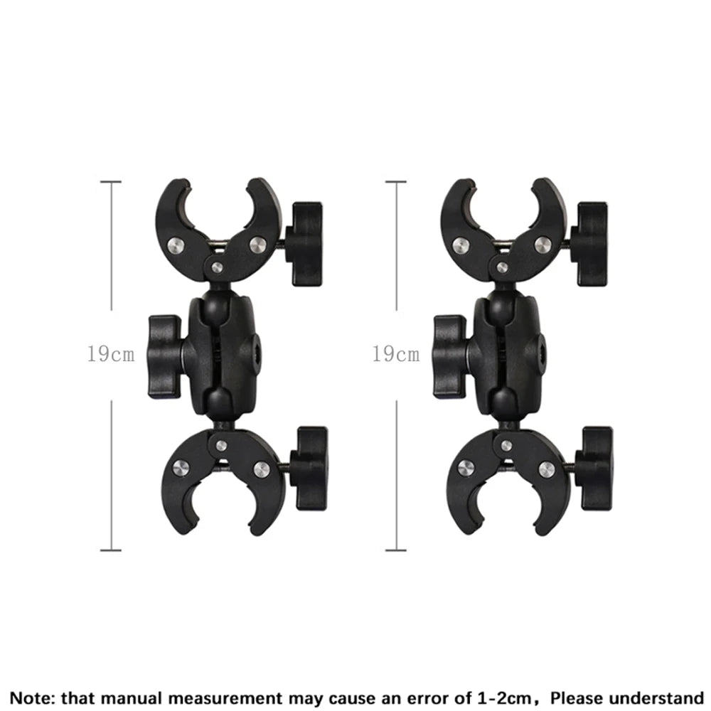 HONGDAK for Insta360 One X2 X3 Motorcycle Bicycle Double Clip Bracket for GoPro 11 10 9 Bike Selfie Stick Camera Accessory