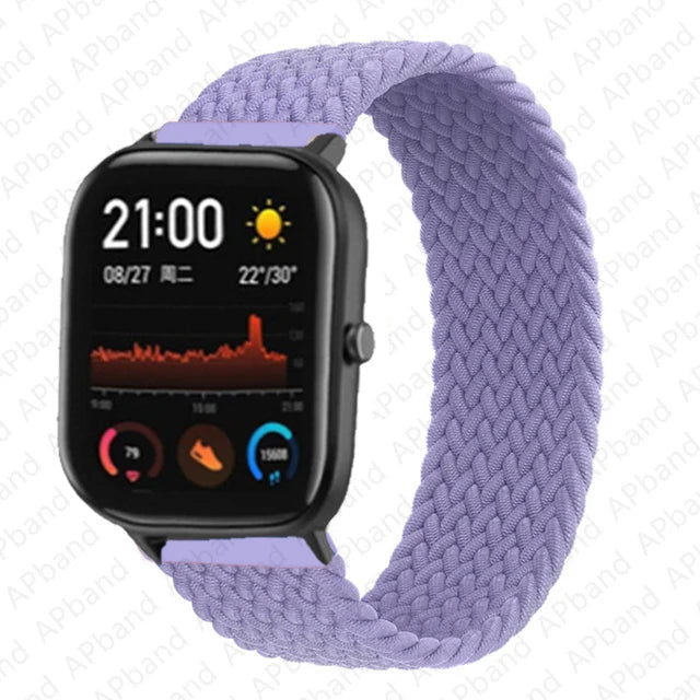 20mm 22mm Watch Straps For Amazfit GTS/4/3/2/2e/GTS2 Mini/GTR 4/3 pro/GTR2/2e/2 Braided solo loop Bracelet Amazfit bip 6 5 band