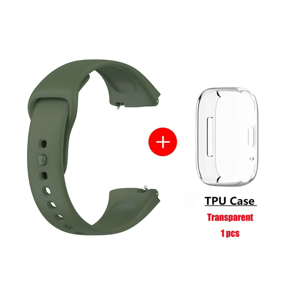 Soft Silicone Strap for Redmi Watch 3 Active Strap Accessories Smart Replacement Watchband and Screen Protector Case Wristband