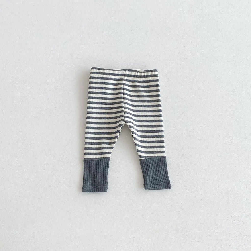 Autumn Newborn Infant Baby Boy Girls Candy Color Leggings Splice Striped Pants Fashion Baby Clothing