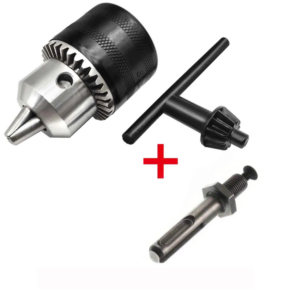 1.5-10mm Drill Chuck,3/8-24UNF Mount Impact Driver Bits Chuck Conversion Hex Shank/SDS-Plus Socket Square Adapter with Chuck Key