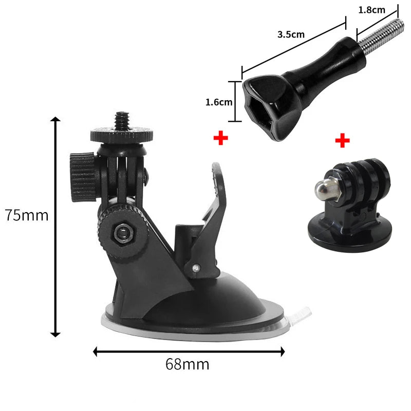 Suction Cup Camera Car Mount With Tripod Adapter Phone Holder for GoPro Hero 13 12 11 10 9 8 DJI Osmo 360 Action 5 Pro 6 4 Insta