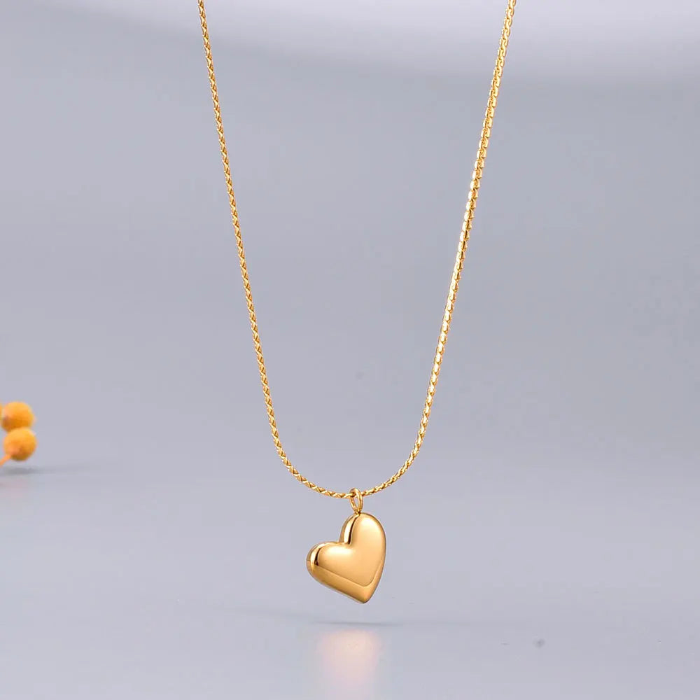 L236 Heart-shaped Peach-shaped Japanese-style Student Hairpin Necklace - Collar Chain - Stainless Steel with 18K Gold Plating