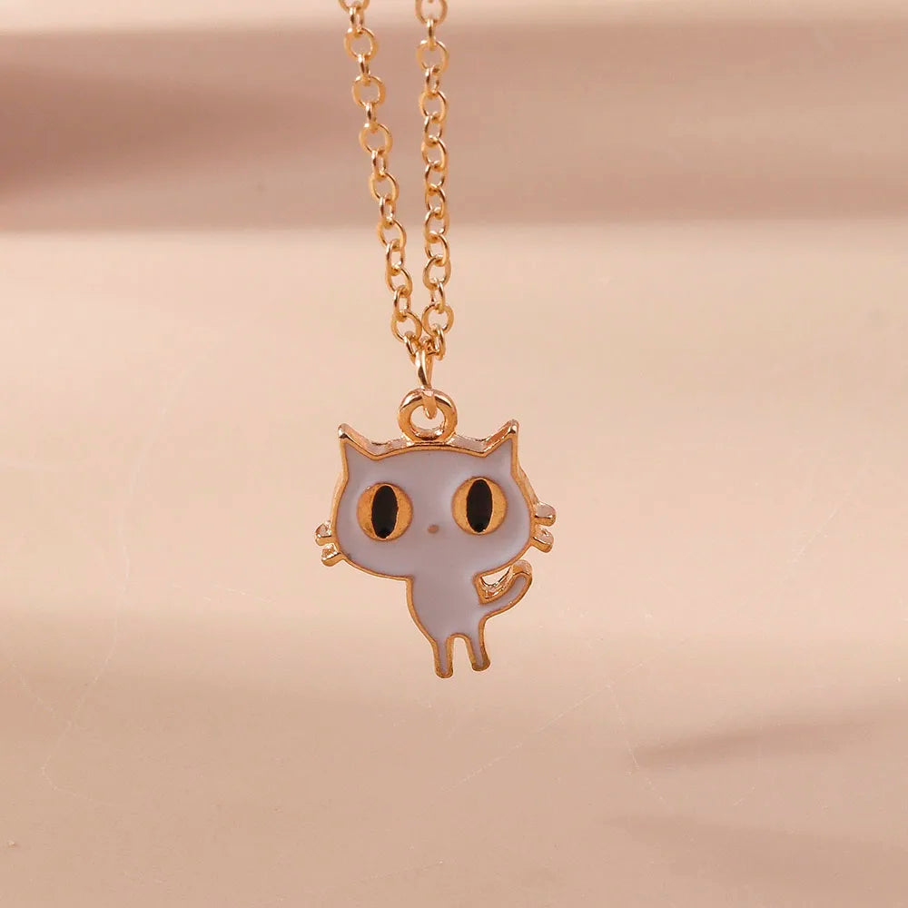 Cute Enamel Dog Cat Paw Necklaces for Women Men BFF Best Friends Couple Matching Pendant Necklace Set Birthday Gifts