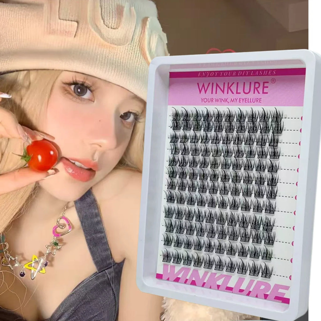 WINKLURE Manga Lash Clusters Kit Cat Lashes with Lash Bond & Seal Cluster Eyelash Extensions Mixed Tray Eyelash Clusters Kit