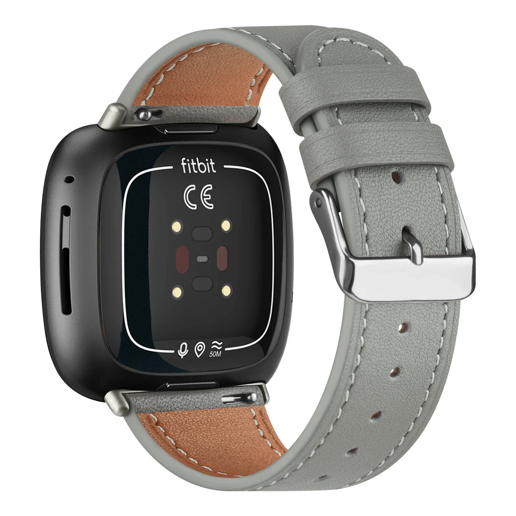 Real Leather Watch Band For Fitbit Versa 3/Versa 4 Strap Bracelet For Fitbit Sense/Sense 2 Band Adjustable Wristband Replacement