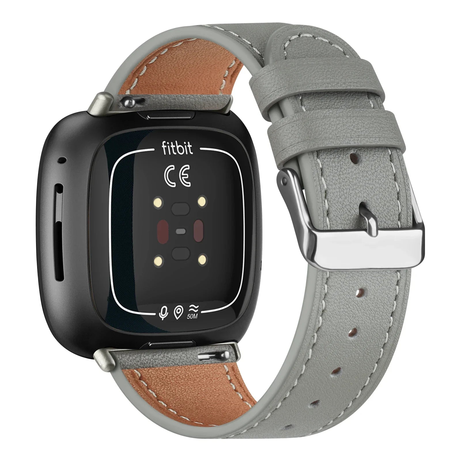 Real Leather Watch Band For Fitbit Versa 3/Versa 4 Strap Bracelet For Fitbit Sense/Sense 2 Band Adjustable Wristband Replacement