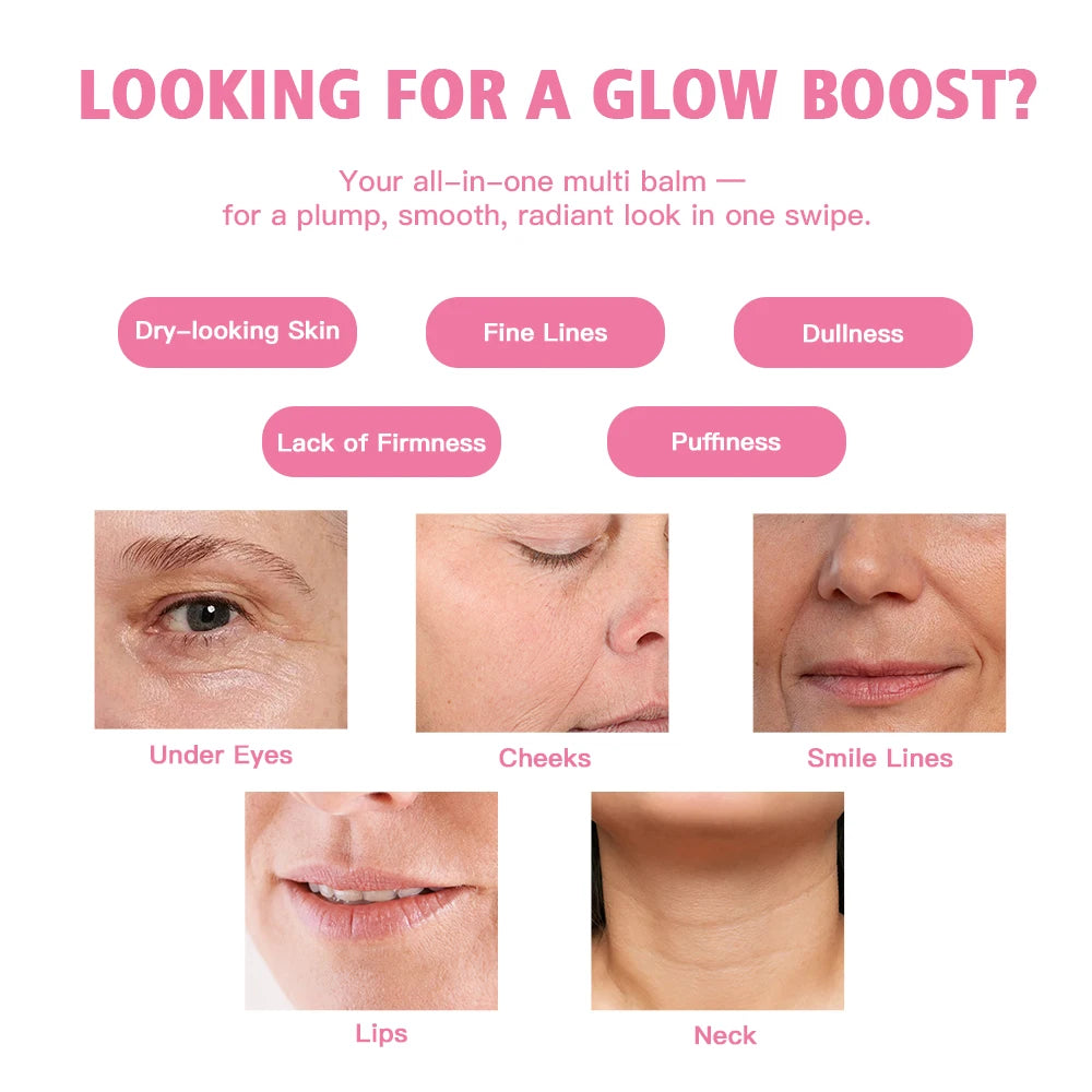 PDRN Pink Collagen Volumer Multi Balm Deep Hydration Plump Smooth Radiant Multi Collagen Stick for Cheeks Eyes Lips Neck Skincare