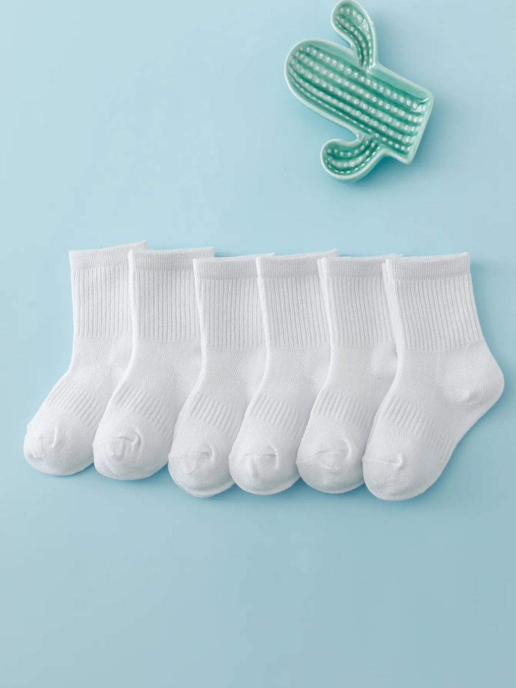 6pairs Toddler Kids Solid Crew Socks