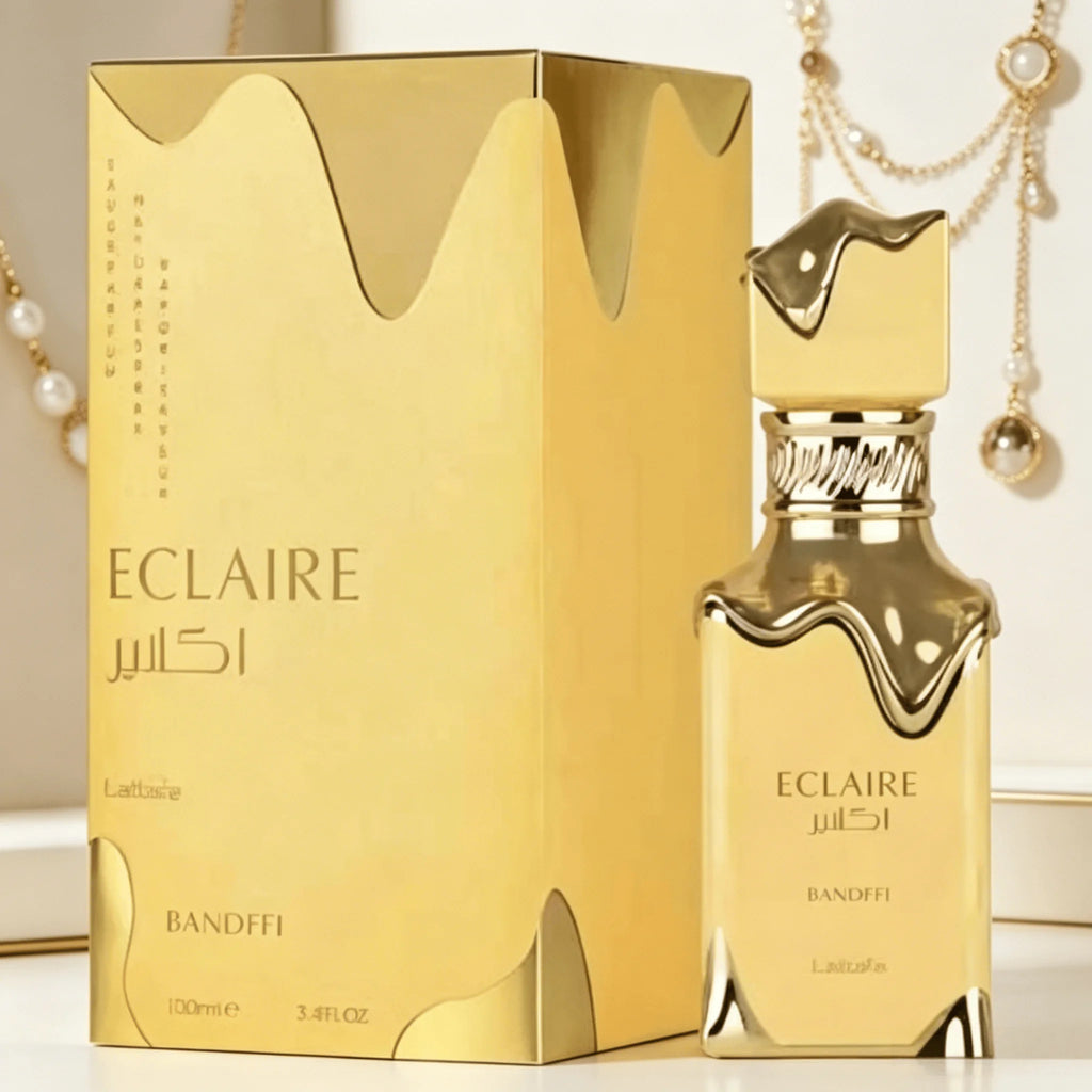 YARA LATTAFA Eclaire Bandffi Eau De Parfum 100ML With Original Gift Box Long Lasting Rich Warm Sweet Floral Vanilla Fragrance Women Perfume Full Gold Liquid Drip Wave Bottle Luxury Glam Scent Wedding Holiday Gift for Ladies