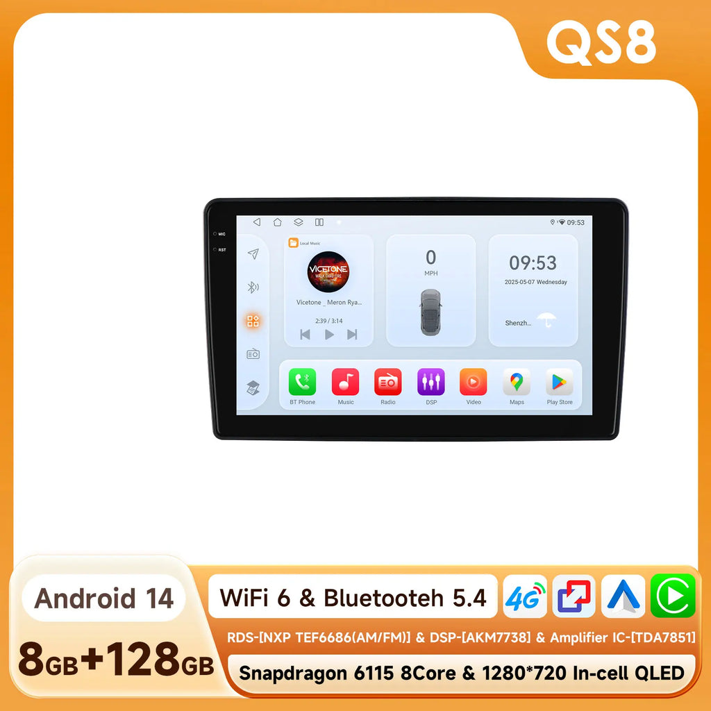 Hizpo 9 inch Wireless CarPlay Android Auto Car Radio for Fiat 500 2016 2017 2018 2019 Multimedia Wireless Apple CarPlay Smart Intelligent Systems IPS Touch Screen Stereo Video Player 2 Din Autoradio Head Unit Navigation BT GP