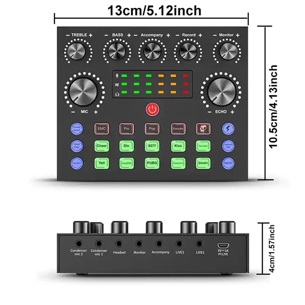 V8S Live Sound Card Podcast Equipment Bundle,with Microphone Set Device,Music/Recording Live Streaming For DJ Disco Device