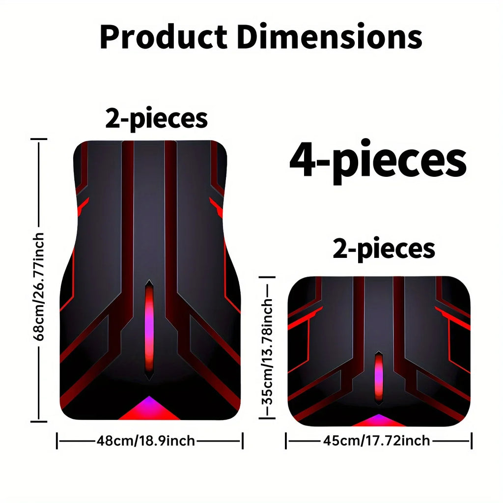 1pc Premium Luminous Geometric Print Car Floor Mats, Front and Rear Carpets, Interior Car Accessory Mats