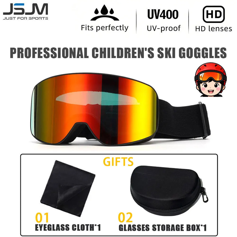 New Children Kids Skiing Goggles 4-15 years old Professional Anti-fog Child Snowboard Goggles UV400 Kids Ski Mask Glasses