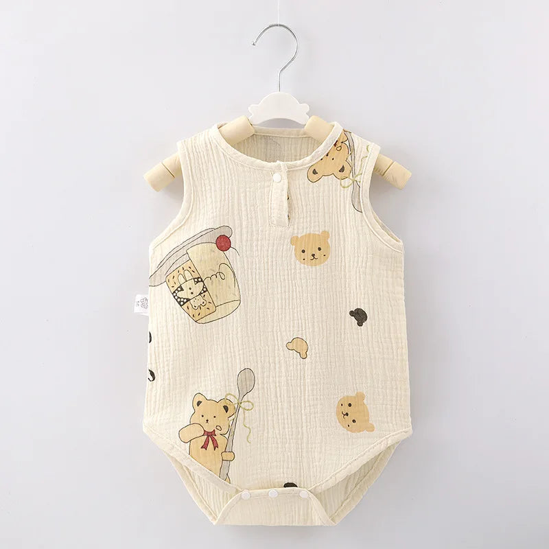Summer Baby Home Suit Bodysuit Cute Cartoon Bear Rabbit Boys Girls Children Climbing Pajamas Thin Newborn Kids Sleeping Clothes
