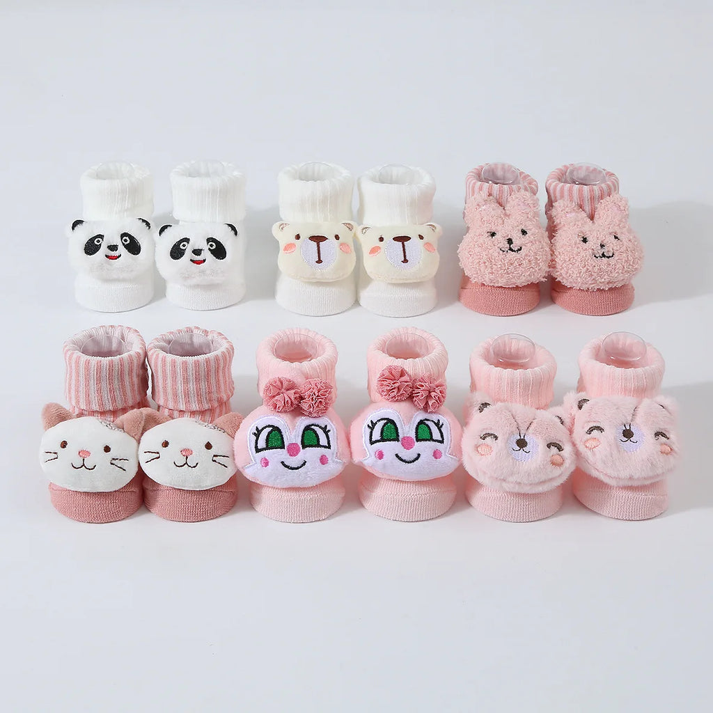 Baby Socks Spring and Autumn Soft Cotton Newborn Baby Socks in The Tube Cartoon 3D Doll Infant Boys Girls Socks 0-6 Months