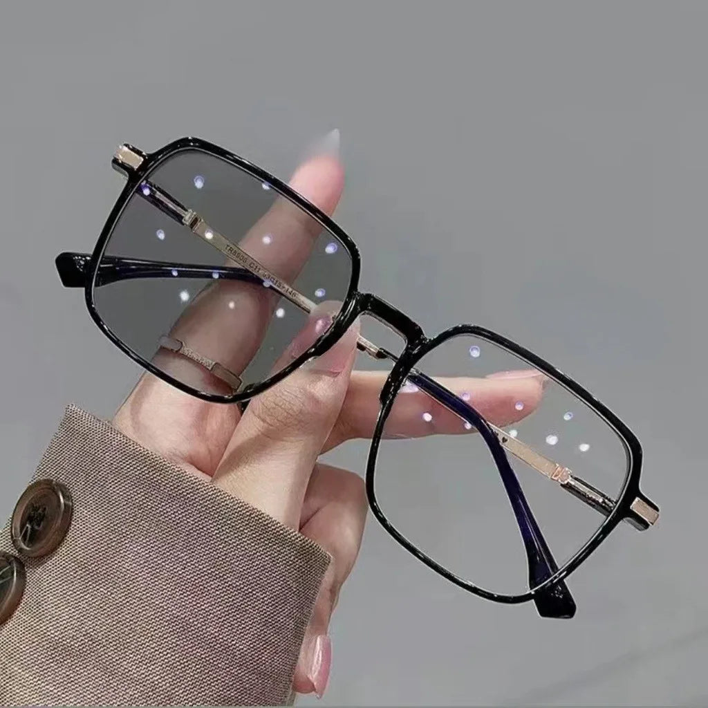 Photochromic Anti Radiation large frame Glasses Shades For Woman/Man Transition Eyeglasses Replaceable Lens