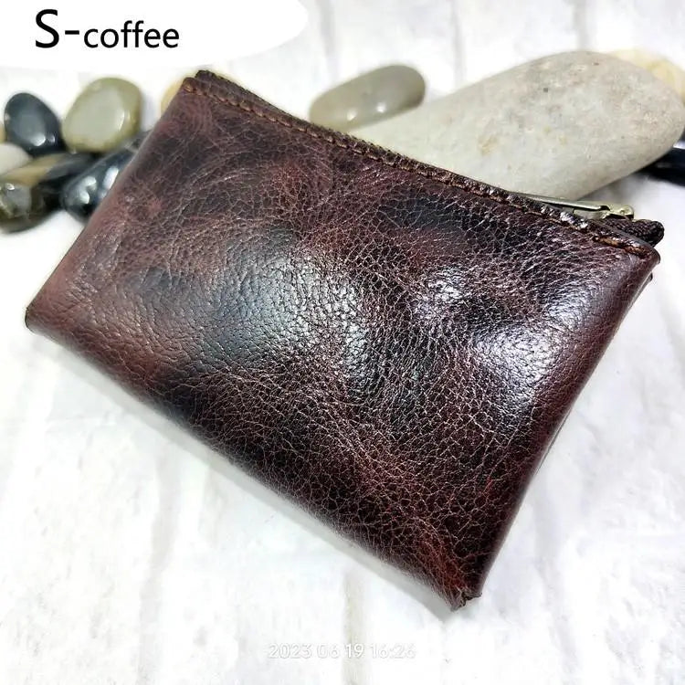 Blongk Zippered Waist Pack Genuine Leather Belt Bag Small Credit Card Holder Mini Car Key Case Pouch Wallet Men Women L1006D-S