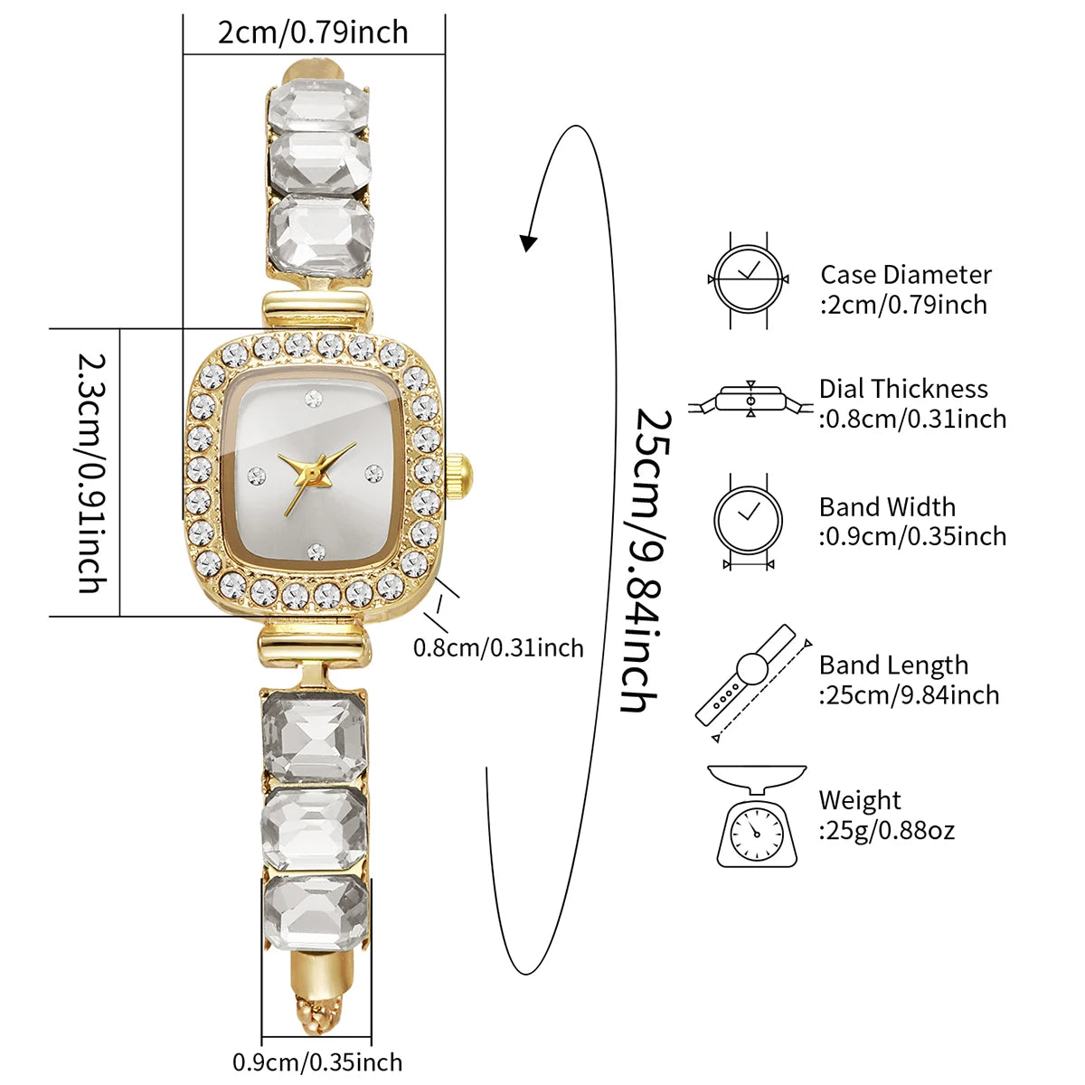 Fashion Square Diamond Dial Women Quartz Wristwatch Ladies Rhinestone Bracelet Strap Watch Reloj Mujer (Without Box)