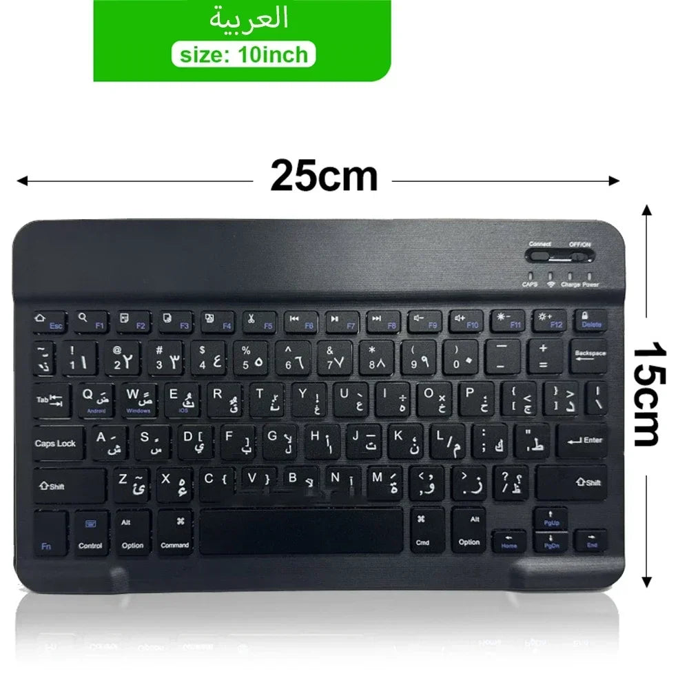 10inch Bluetooth Wireless Keyboard Rechargeable For Mobile Phones Tablet Russian Spanish French AZERT For Android ios Windows