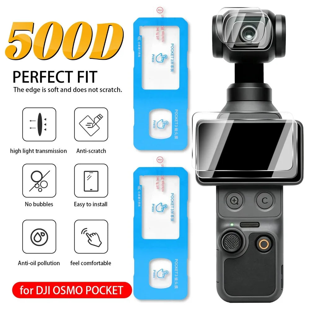 Lens Protector+Screen Protector For DJI Osmo Pocket 4 3 Easy Install Auto-Alignment Kit Tempered Glass Films For DJI Pocket 3 4