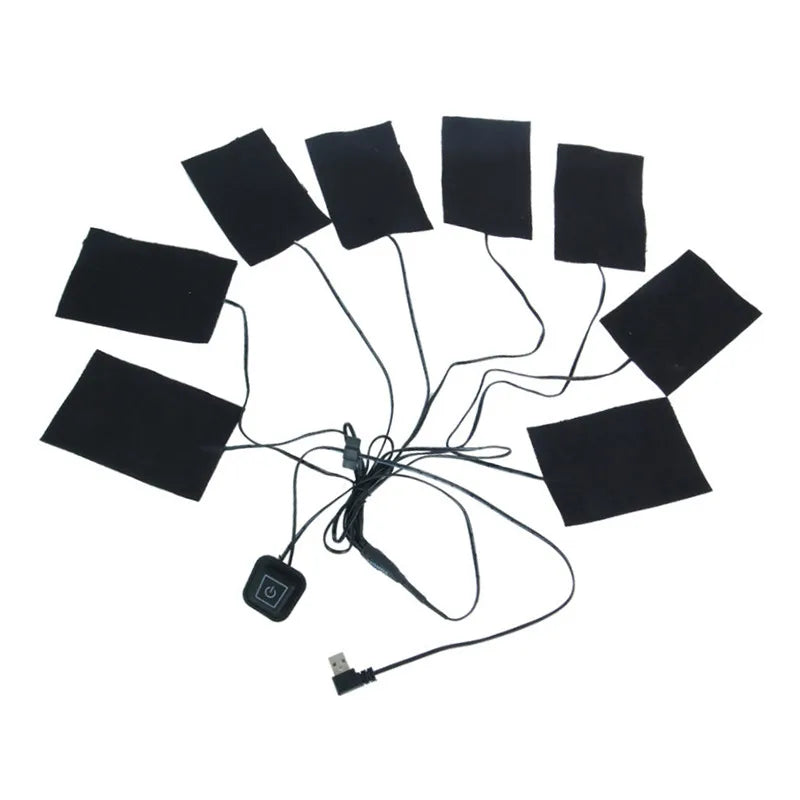 USB Charging Clothing Heating Pad 45℃-65℃ Vest Heater Winter Warm Camping Hiking Ski Cycling Pants Carbon Fiber Heated Pads