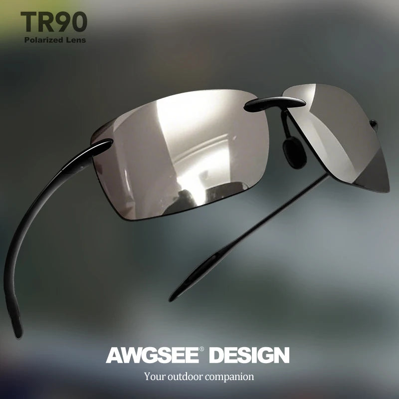 1PCS/2PCS TR90 Ultralight Polarized Sunglasses Men Brand Rimless Frame Driving Mirror Shades Sports Fishing Baseball Eyewear