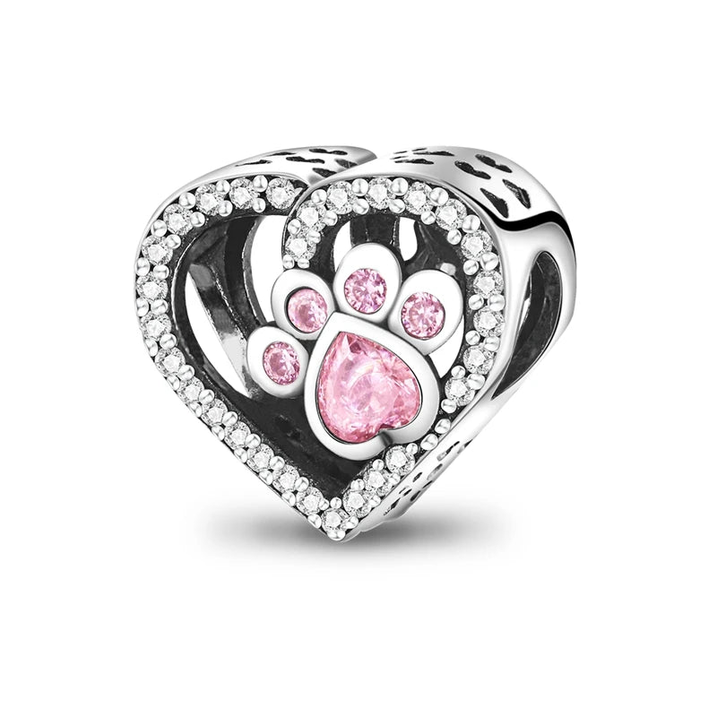 Pink Charms Original 925 Sterling Silver Heart Bow Perfume Bottle Charms Beads Pendants Fit Bracelet DIY Women Jewelry Making