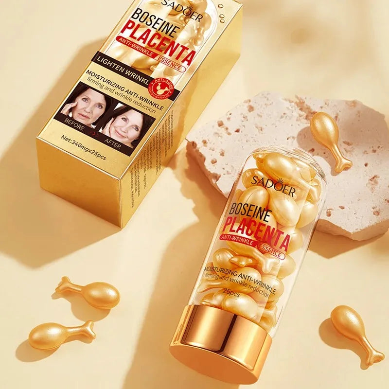 25 Placenta Capsule Serum Lightening Spots Acne Serum Firming and Brightening Skin Care Cosmetics Facial Serum