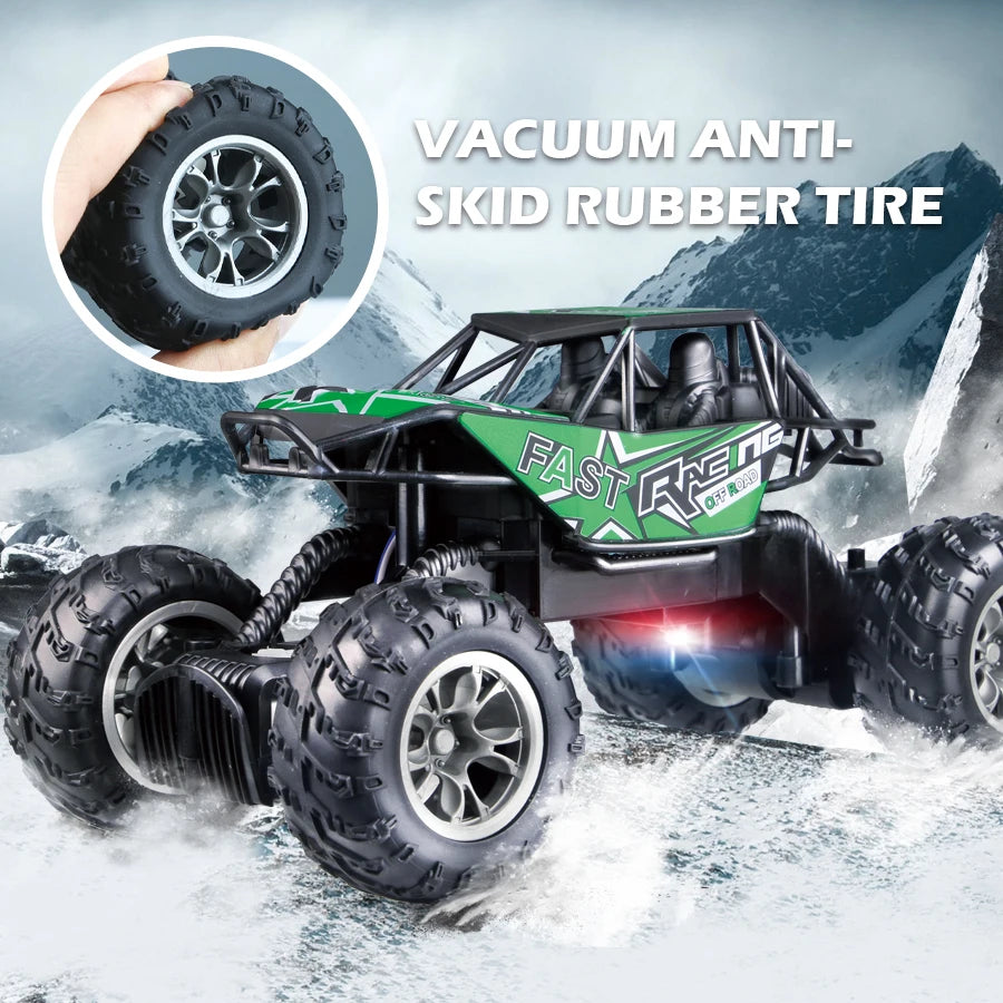 4-Way Remote Control Car with Lights, Anti-Slip Rubber Tires, Outdoor Off-Road Climbing Toy Car Model for Kidsren and Boys