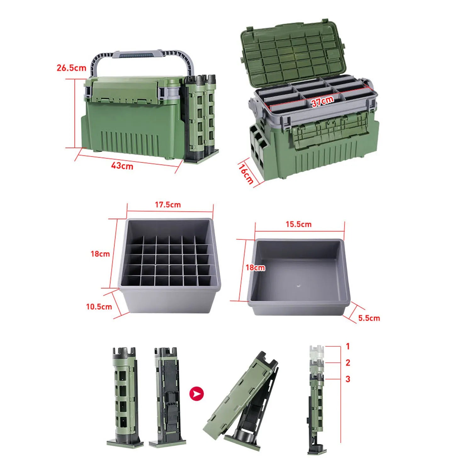 Large Fishing Tackle Box Multifunction Capacity Stand Rod Holder Cup Holder High Quality Plastic Egi Box Fishing Box