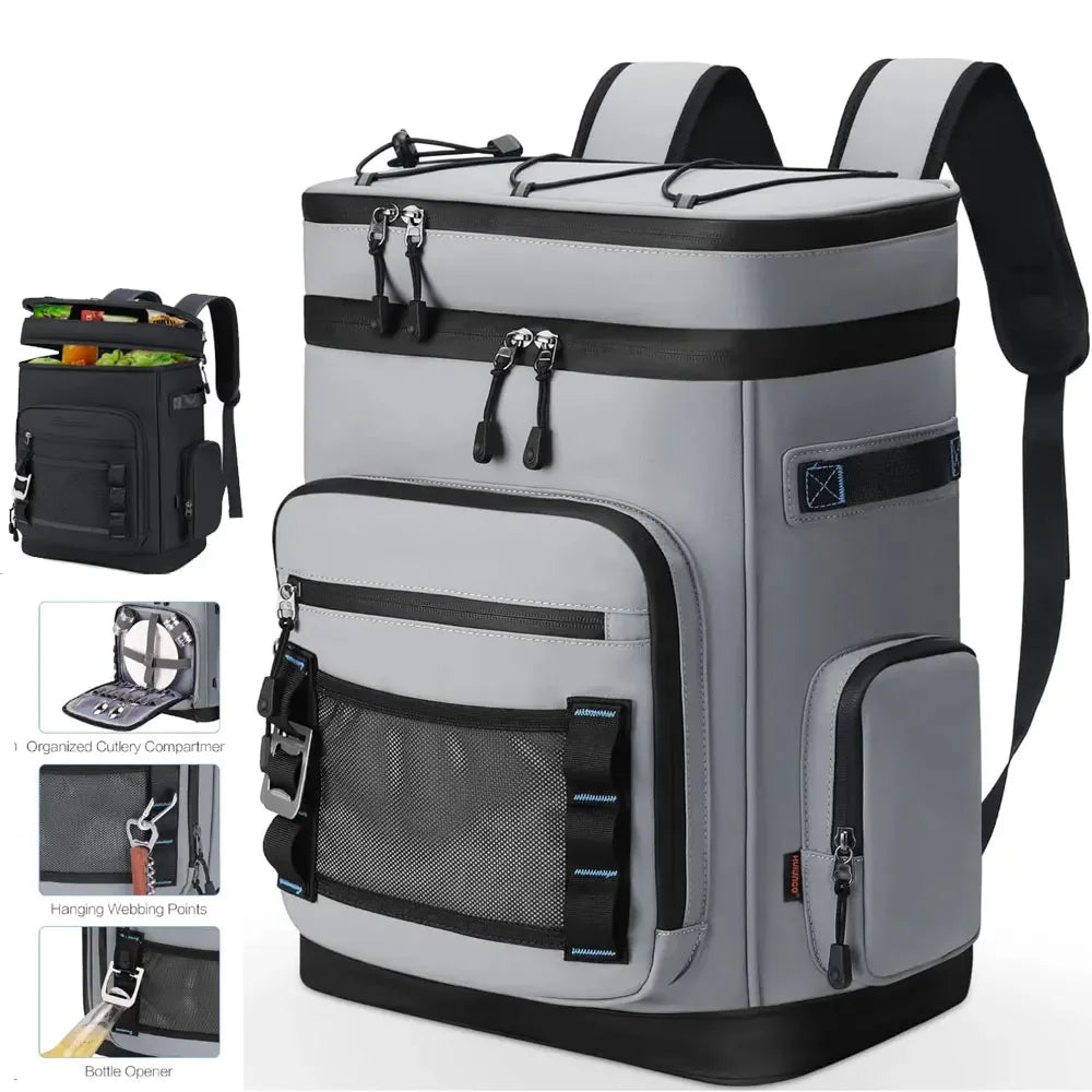 30L Waterproof Insulated Cooler Backpack for Men Women Leak Proof Cooler Rucksack for Camping Beach Fishing Picnic Travel Bag