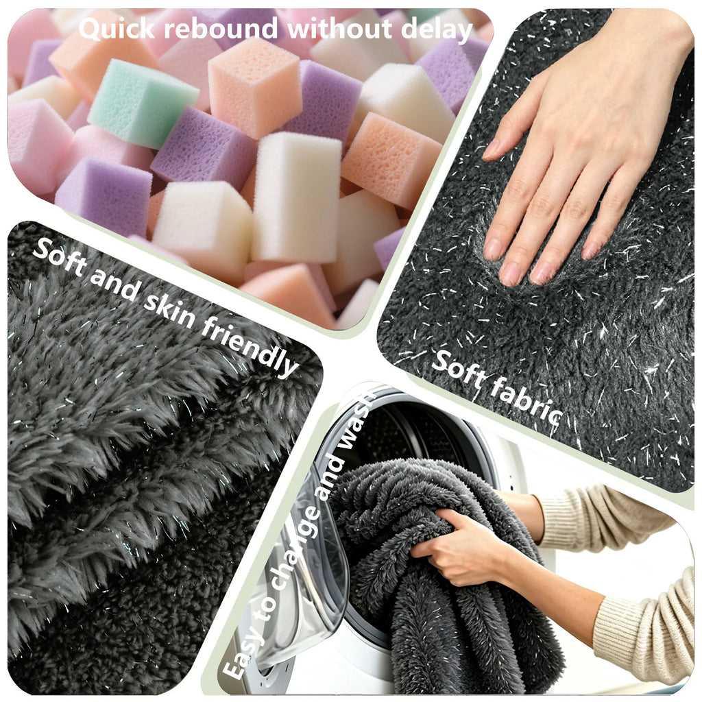 Large Fluffy Shiny Faux Fur Bean Bag Cover Round Lazy Sofa Cover Soft Plush Beanbag Chair Cover For Bedroom Living Room