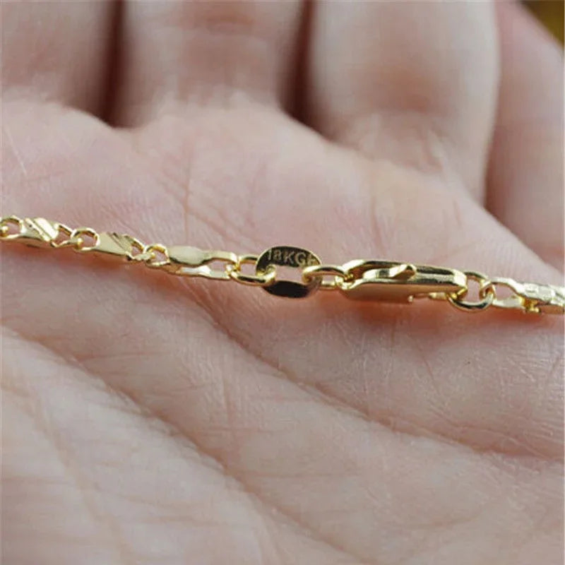 Exquisite Fashion 925 Silver 18K Gold Filled Necklace For Women Men Size 16-30 Inch Jewelry Chain Wholesale