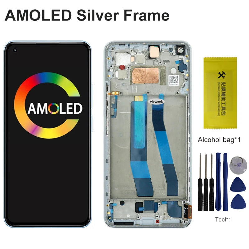 AMOLED Screen for Xiaomi 11 Lite 5G NE LCD Display Screen Touch Panel Digitizer Assembly for Mi 11 Lite 5G NE 2109119DG 2107119D