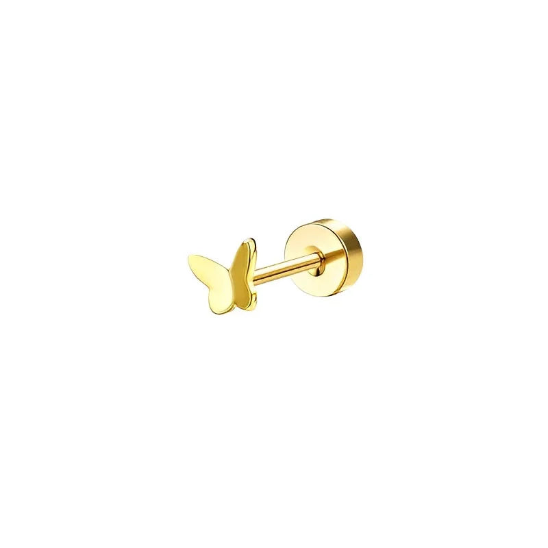 Bobisty 1pc Earrings Surgical Stainless Steel Earrings for Women Dainty Flat Back Earring Stud Hoop Cartilage for Sensitive Ears