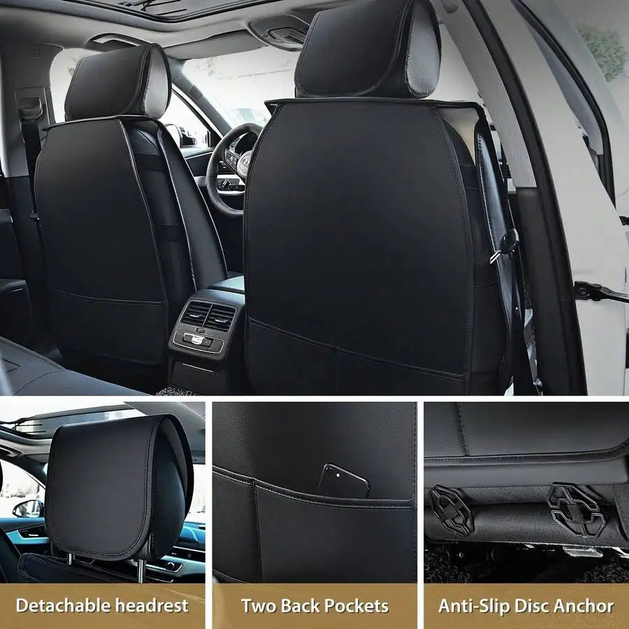 Nilight 5 Car Seat Covers Waterproof Faux Leather Cushions Anti-Slip Universal Fit For 5 Cars Kia Civic Corolla Camry CR-V RAV4