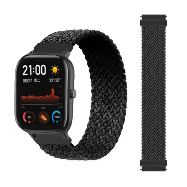 20mm 22mm Watch Straps For Amazfit GTS/4/3/2/2e/GTS2 Mini/GTR 4/3 pro/GTR2/2e/2 Braided solo loop Bracelet Amazfit bip 6 5 band