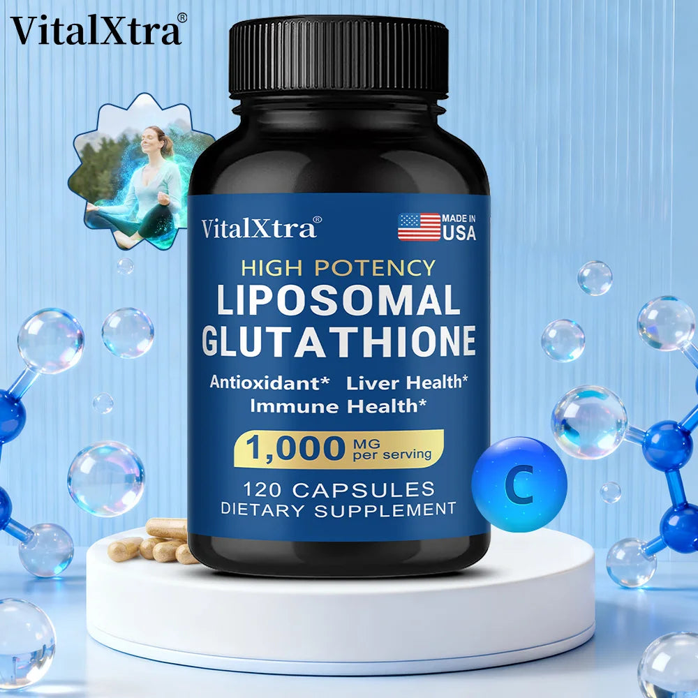 Liposomal Glutathione 1000mg - Vitamin C, Antioxidant, Supports Liver, Immune, Brain & Skin Health, Enhanced Absorption