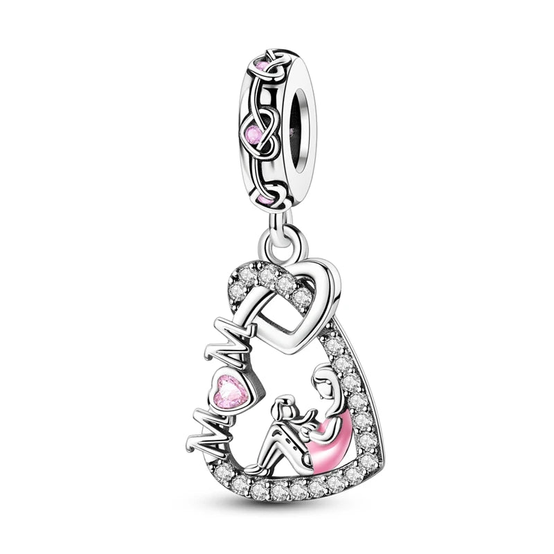 Charms Beads 925 Sterling Silver Tree of Life Peach Heart Sweet Love Charms Fit Pendants Bracelets Necklaces Women Jewelry Gift