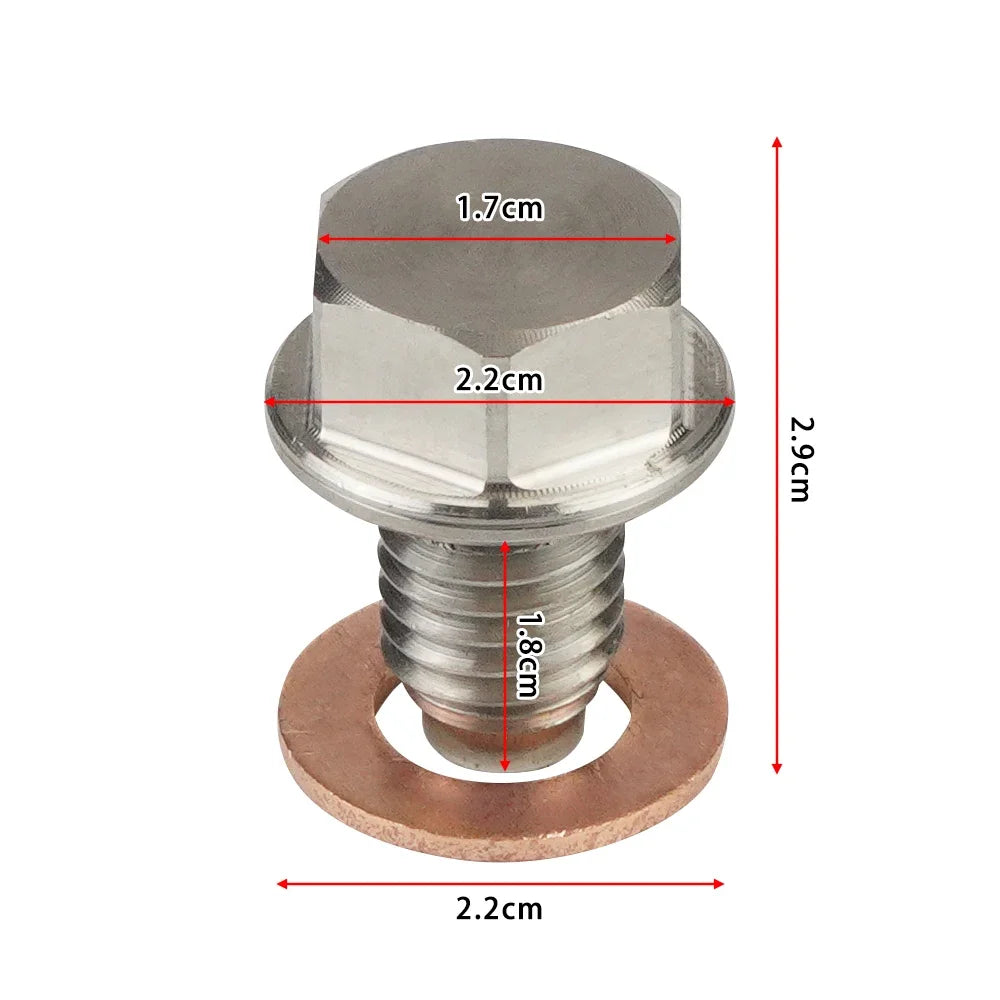 New Stainless Steel Magnetic Oil Drain Plug M12x1.25 M14x1.5 M16x1.5 M18x1.5 Oil Drain Sump Nut Auto Parts Silver OS-1003-M12