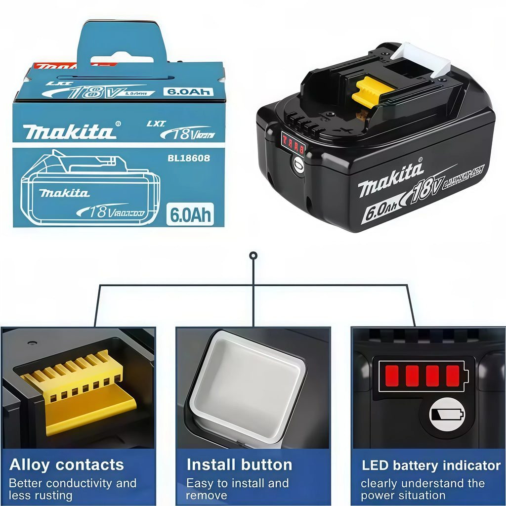100% Original Makita 18V 6.0Ah Rechargeable Battery For Makita BL1830 BL1830B BL1840 BL1840B BL1850 BL1850B Power Tools Battery