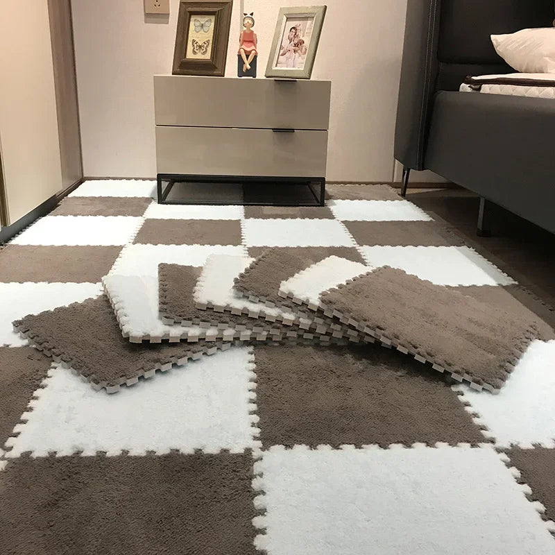 Soft Plush Children's Mat EVA Foam Puzzle Mat Long Hair Carpet Infant Developing Mat Rug Puzzle Interlock Keep Warm Playmat 30CM