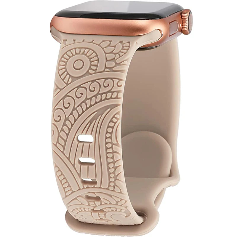 Engraved Band for Apple Watch 44MM 49mm 40mm 41 45mm 38/42mm Leopard Silicone Sport Strap for IWatch Series Ultra 8 7 6 SE 5 4 3