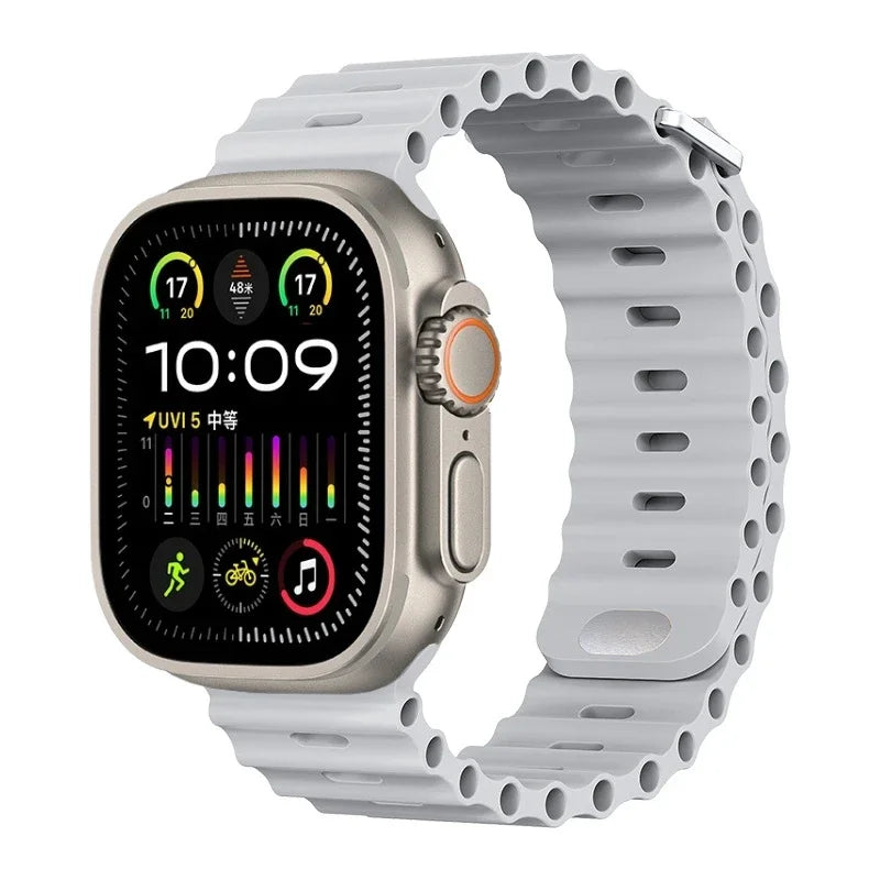Ocean Silicone Strap For Apple Watch UItra 3 1 2 49mm 10 9 8 7 11 46mm 42mm 45mm 41mm Bracelet Wristband iWatch 6 5 4 SE3 44mm