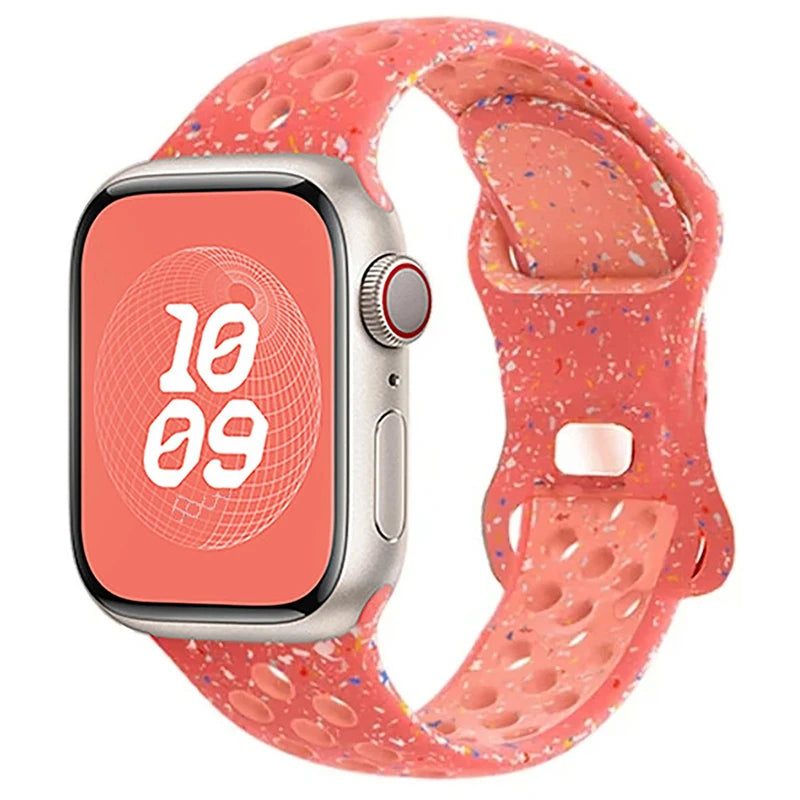 Silicone Strap For Apple Watch 44mm 45mm 40mm 41mm 38 42mm sports Rubber Breathable Band iwatch series 10 9 8 SE 7 6 Ultra 49mm